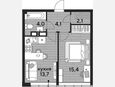 1-комнатная квартира, 39.30 м², 18/19 этаж фото 0