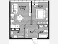 2-комнатная квартира, 44.10 м², 18/19 этаж фото 0