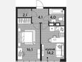 1-комнатная квартира, 40.50 м², 19/19 этаж фото 0