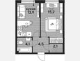 1-комнатная квартира, 39.80 м², 2/16 этаж фото 0