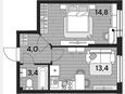 1-комнатная квартира, 35.60 м², 2/16 этаж фото 0