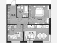 3-комнатная квартира, 60.80 м², 2/16 этаж фото 0