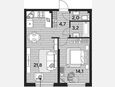 2-комнатная квартира, 45.80 м², 2/16 этаж фото 0