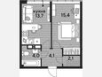 1-комнатная квартира, 39.30 м², 15/16 этаж фото 0