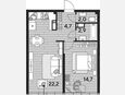 2-комнатная квартира, 46.50 м², 16/16 этаж фото 0
