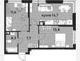 3-комнатная квартира, 53.70 м², 9/16 этаж фото 0
