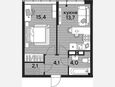 1-комнатная квартира, 39.30 м², 15/16 этаж фото 0