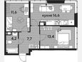 3-комнатная квартира, 53.50 м², 15/16 этаж фото 0