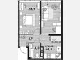 2-комнатная квартира, 47.70 м², 15/16 этаж фото 0