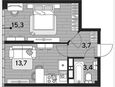 1-комнатная квартира, 36.10 м², 16/16 этаж фото 0