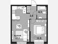 2-комнатная квартира, 42 м², 2/16 этаж фото 0