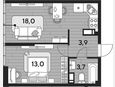 2-комнатная квартира, 38.60 м², 16/16 этаж фото 0