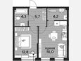 2-комнатная квартира, 45 м², 2/16 этаж фото 0