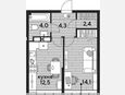 1-комнатная квартира, 37.30 м², 15/16 этаж фото 0