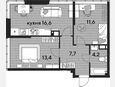 3-комнатная квартира, 53.50 м², 15/16 этаж фото 0