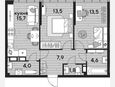 3-комнатная квартира, 61 м², 16/16 этаж фото 0