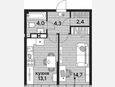 1-комнатная квартира, 38.50 м², 16/16 этаж фото 0