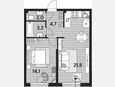 2-комнатная квартира, 45.80 м², 2/16 этаж фото 0