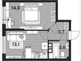 1-комнатная квартира, 35.20 м², 3/16 этаж фото 0