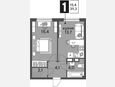 1-комнатная квартира, 39.30 м², 13/16 этаж фото 0