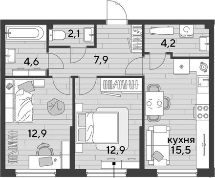 3-комн. квартира фото 0