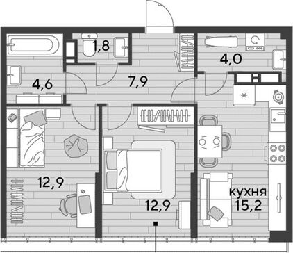 3-комн. квартира фото 0