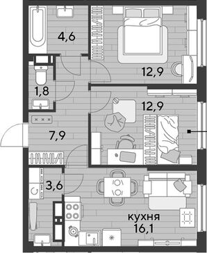 3-комн. квартира фото 0