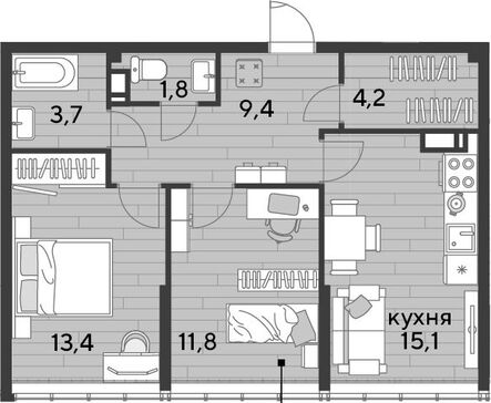 3-комн. квартира фото 0