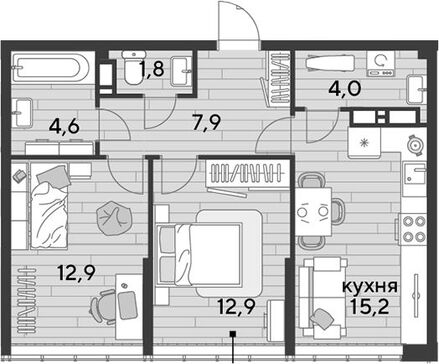3-комн. квартира фото 0