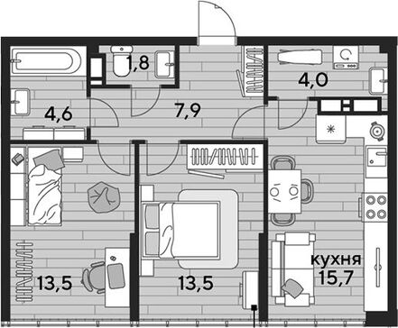 3-комн. квартира фото 0