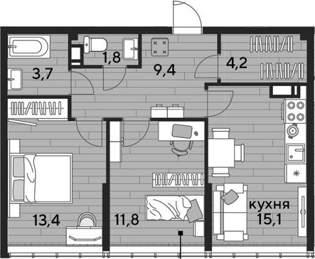 3-комн. квартира фото 0