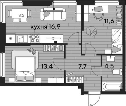 3-комн. квартира фото 0