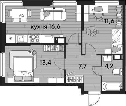 3-комн. квартира фото 0